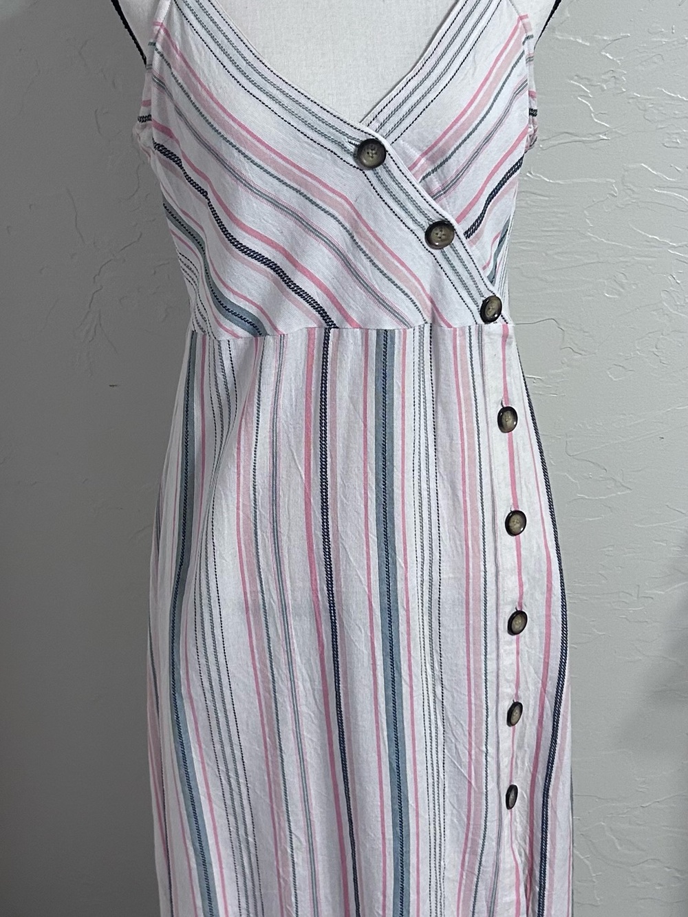 En Creme Pink, Navy & White Striped Midi Dress